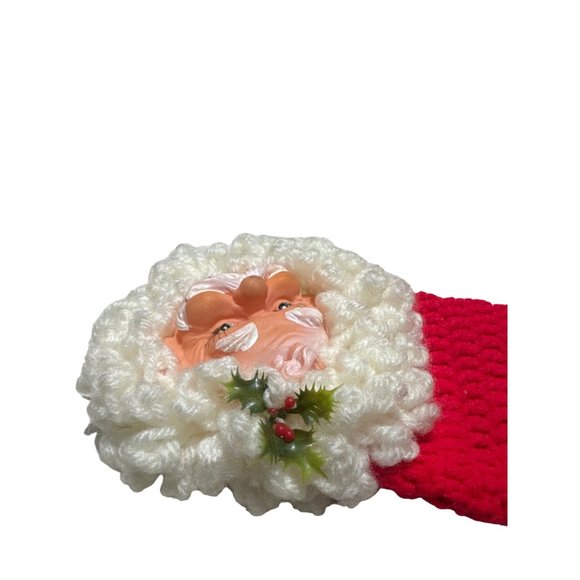 Vintage Rubber Faced Santa Head Handmade Decor Ornament - Picture 3 of 5